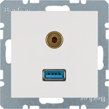 Berker 3315398989 USB/3.5 mm Audio Steckdose S.1/B.3/B.7 polarweiß. glänzend