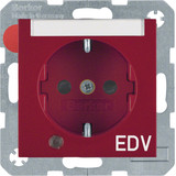 Berker 41108915 Steckdose Schuko mit Kontroll-LED. BSF u. erh.BS S.1/B.3/B.7 rot. glänzend