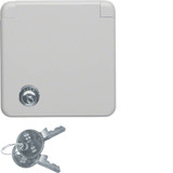 Berker 4212 Steckdose Schuko mit Abdeckpl.. Klappd. u. Schloss wgUp IP44 grau. glänzend