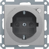 Berker 47086084 Steckdose Schuko mit FI-Schutzschalter u. erh.BS Q.x alu samt. lackiert