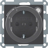 Berker 47086086 Steckdose Schuko mit FI-Schutzschalter u. erh.BS Q.x anthrazit. samt