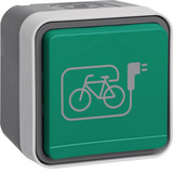Berker 47403533 Steckdose Schuko mit grünem Klappdeckel und Symbol E-Bike AP W.1 grau