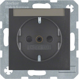 Berker 47491606 Steckdose Schuko mit Beschriftungsfeld u. erh.BS S.1/B.3/B.7 anthrazit. matt