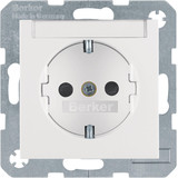 Berker 47498989 Steckdose Schuko mit Beschriftungsfeld u. erh.BS S.1/B.3/B.7 polarweiß. glänzend