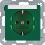 Berker 47508903 Steckdose Schuko mit Beschriftungsfeld S.1/B.3/B.7 grün. glänzend