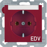 Berker 47508915 Steckdose Schuko mit Beschriftungsfeld und Aufdruck S.1/B.3/B.7 rot. glänzend