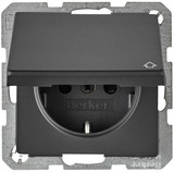 Berker 47516086 Steckdose Schuko mit Klappdeckel u. erh.BS Q.x anthrazit. samt