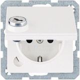 Berker 47636089 Schuko Steckdose m. Steckklemme.Klappd..Schloss. Q.1.polarweiß matt