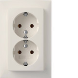 Berker 47741909 Doppelsteckdose Schuko mit Abdeckplatte. Berker S.1. polarweiß matt