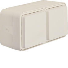 Berker 47753522 Steckdose Schuko 2fach waag. m. Klappd. AP. 4 Schieber. Berker W.1. polarw. matt