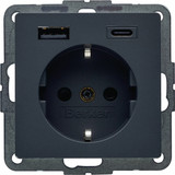 Berker 48146086 Steckd. SCHUKO/USB AC 20W PD Qx ant samt