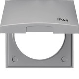 Berker 918282597 Rahmen mit Klappdeckel und Aufdruck IP44. Integro Flow. grau glänzend