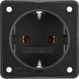 Berker 947782503 Steckdose Schuko. mit Steckklemmen. Integro Modul-Einsätze. schwarz matt