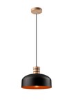 Bioledex Pendelleuchte 2-Farben-Design 30cm E27 schwarz-orange Metall, Holz