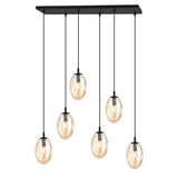 Bioledex Piterra Pendelleuchte 6-fach E14 schwarz amber 70x100x22cm Made in Europe