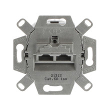 Busch-Jaeger UAE-Anschlussdose, RJ45, Cat. 6a iso, geschirmt 2 Steckbuchsen, 8/8-polig 2CKA000230A0411 0218/12-101