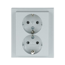 Busch-Jaeger Schuko Doppelsteckdose volle Abdeckung Safety+ 2TKA00003887 202 EUJB-83