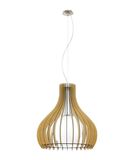 Eglo 61719 TINDORI E27 Hängeleuchte Ø600mm Nickel-Matt Ahorn, Weiss