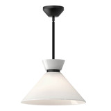 Elstead Halston Pendelleuchte E27 Mattes Schwarz Opal