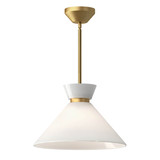 Elstead Halston Pendelleuchte E27 Gebürstete Goldoptik Opal