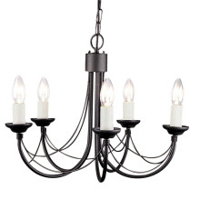 Elstead Carisbrooke Kronleuchter E14 5-fach Schwarz, Made in UK