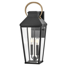 Elstead Dawson Außenwandleuchte E14 2-fach Schwarz mit brünierten Bronze Akzenten Klar IP44