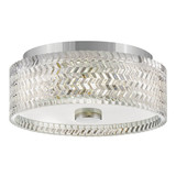 Elstead Elle Deckenleuchte E27 2-fach Chrom Glas geätzt mit Chevron Muster