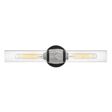 Elstead Ellison Wandleuchte E27 2-fach Schwarz mit Nickel gebürstet Glas klar IP44