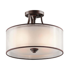 Elstead Lacey Deckenleuchte E27 3-fach Mission Bronze helle Umbra, Erd-Farbe, metallisch gefrostet