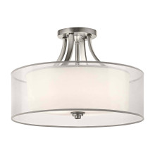 Elstead Lacey Deckenleuchte E27 4-fach Antikes Zinn Weiss-organza