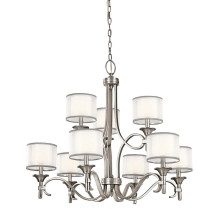 Elstead Lacey Kronleuchter E14 9-fach Antikes Zinn Weiss-organza