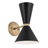 Elstead Phix Wandleuchte E27 2-fach Schwarz und Champagnerbronze Schwarz
