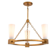 Elstead Kristy Kronleuchter E27 3-fach Gebeiztes Gold Opal