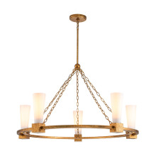Elstead Kristy Kronleuchter E27 5-fach Gebeiztes Gold Opal