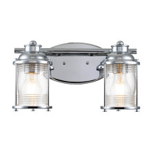 Elstead Ashland Bay Wandleuchte E27 2-fach Poliertes Chrom Klar gerippt IP44