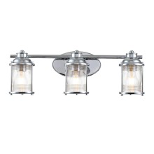 Elstead Ashland Bay Wandleuchte E27 3-fach Poliertes Chrom Klar gerippt IP44