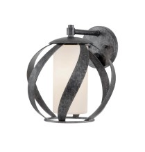 Elstead Blacksmith Wandleuchte E27 Altschwarz Opal geätzt IP44