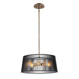 Elstead Linara Pendelleuchte E27 Schwarz und Naturmessing
