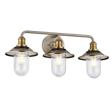 Elstead Rigby Wandleuchte E27 3-fach Nickel antik und Messing Heritage Klar IP44