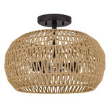 Elstead Casablanca Deckenleuchte E27 3-fach Palladianische Bronze Papierseil naturfarben