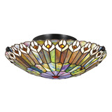 Elstead Watkins Deckenleuchte E27 2-fach Valiant Bronze und Kunstglas-Schirm Kunstglas