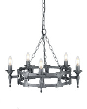 Elstead Saxon Kronleuchter E14 5-fach Schwarz-Silber, Made in UK