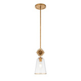 Elstead Staring Pendelleuchte E27 Gebeiztes Gold Klar