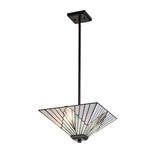 Elstead Alderley Pendelleuchte E27 2-fach Vintage-Bronze Tiffanyglas