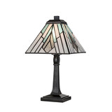 Elstead Alderley Tischlampe E14 Vintage-Bronze Tiffanyglas