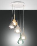 Fabas Luce Pendelleuchte Lila E27 Ø500mm Bernstein 5x40W