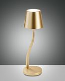 Fabas Luce LED Außen-Akku Tischleuchte Judy Ø110mm 3W Warmweiß IP54 Gold dimmbar Akku
