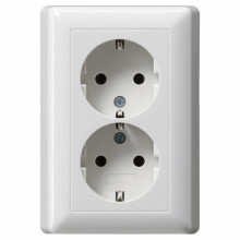 Gira 078003 2-fach-SCHUKO-Steckdose Vollplatte Standard 55 Reinweiß