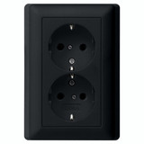 Gira 0783005 2-fach-SCHUKO-Steckdose SP + Vollplatte System 55 Schwarz m