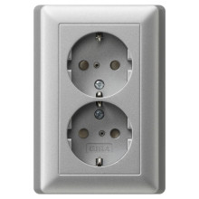 Gira 078326 2-fach-SCHUKO-Steckdose SP + Vollplatte System 55 F Alu